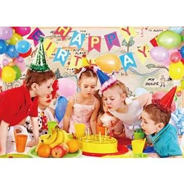 Alltten 7x5FT 100 Acre Woods Bear Backdrop Children Baby Shower Cartoon Photography Background Baby Shower Photo Booth Studio Props Boys Girls Happy Birthday Party Banner Decoration F13 Yellow