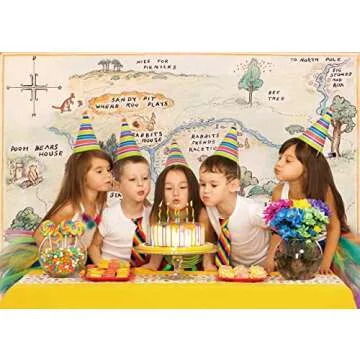 Alltten 7x5FT 100 Acre Woods Bear Backdrop Children Baby Shower Cartoon Photography Background Baby Shower Photo Booth Studio Props Boys Girls Happy Birthday Party Banner Decoration F13 Yellow