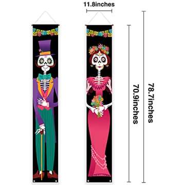 Allenjoy Day of The Dead Porch Sign Door Banner Halloween Costume Mexico Dia De Los Muertos Baby Sho...