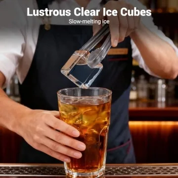 Clear Ice Cube Maker - Makes 3 Large, 2.2" Square Ice Cubes in 40 Mins, Compact Countertop, Auto Cle...