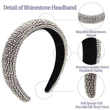milylove Rhinestone Crystal Diamond Headbands for Women Fashionable Handmade Wide Hair Hoops Beaded ...