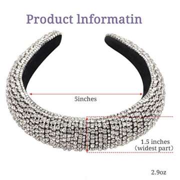 milylove Rhinestone Crystal Diamond Headbands for Women Fashionable Handmade Wide Hair Hoops Beaded Bling HairBand Hair Accessories
