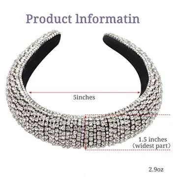 milylove Rhinestone Crystal Diamond Headbands for Women Fashionable Handmade Wide Hair Hoops Beaded Bling HairBand Hair Accessories