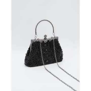 Lapulio Vintage Floral Leaf Beads Sequins Evening Bag for Women - Elegant Clutch for Brides, Proms, ...