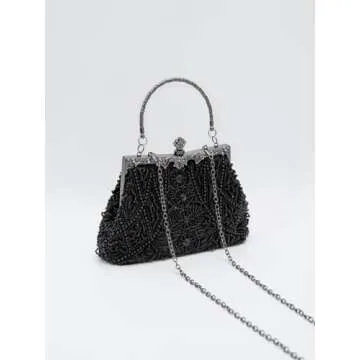 Lapulio Vintage Floral Leaf Beads Sequins Evening Bag for Women - Elegant Clutch for Brides, Proms, ...