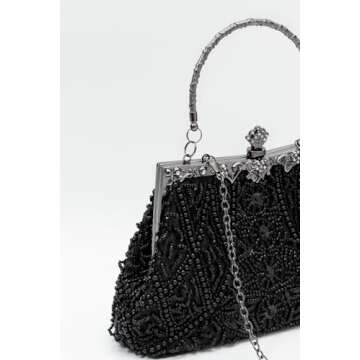 Lapulio Vintage Floral Leaf Evening Clutch for Formal Events