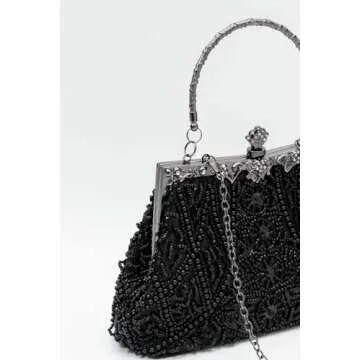 Lapulio Vintage Floral Leaf Evening Clutch for Formal Events