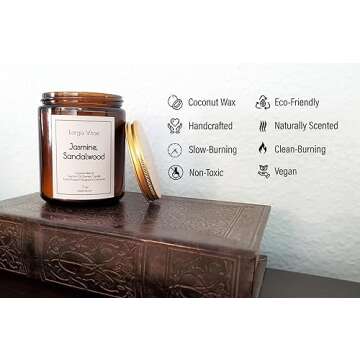 All-Natural Jasmine, Sandalwood Aromatherapy Essential Oil Candle, Safe for People and Pets, Made wi...