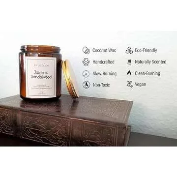 All-Natural Jasmine, Sandalwood Aromatherapy Essential Oil Candle, Safe for People and Pets, Made wi...