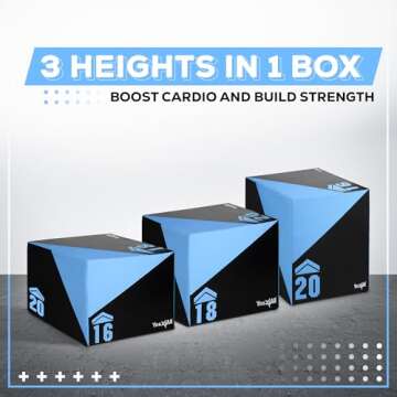 Yes4All 3 in 1 Foam Plyometric Jump Box - Jump Training & Conditioning - Heavy - 16x18x20, Light Blu...