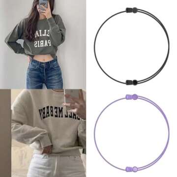 LHNYUNZY Adjustable Elastic Band Crop Tool for Sweater & Shirt (White, Large)