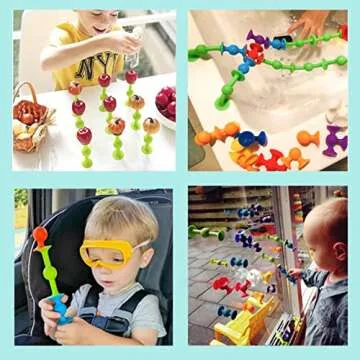 48 Piece Suction Cup Toys Construction Set, Silicone Building Blocks DIY Blocks Toys - Sucker Toys a...