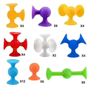 48 Piece Suction Cup Toys Construction Set, Silicone Building Blocks DIY Blocks Toys - Sucker Toys are Fun Bath Toys,Sensory Toy for Toddlers 3 Year Old Boys and Girls