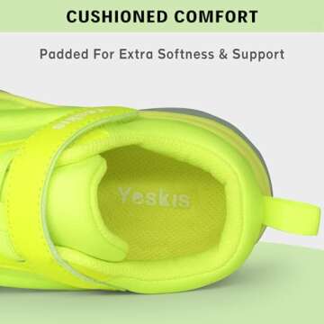 YESKIS Kids Shoes Boys Light Up Shoes with Switch Fizzzy LED Running Tennis Sneakers for Big Kid Lime 4