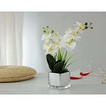 Hugo Décor 14 Inch White Artificial Orchid for Home