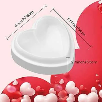 MOTZU Smooth Heart Mold, Chocolate Mold, Love Shaped Silicone Cake Mould, 6-1/3 inch Baking Pan for Cake Decorating, Candy Making, Chocolate, Mousse, Dessert, Cheesecake, Oven Safe