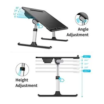 Adjustable Laptop Bed Tray Desk for Work and Play