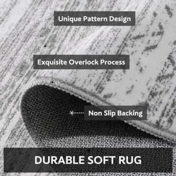 5x7 Area Rug Machine Washable Boho Design for Home