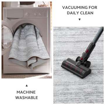 5x7 Area Rug Machine Washable Boho Design for Home