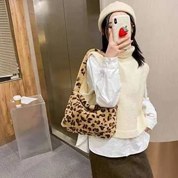 YFGBCX Plush Underarm Bag, Ladies Fluffy Shoulder Bag, Women Y2K Furry Purse Fluffy Tote Bag for Autumn and Winter