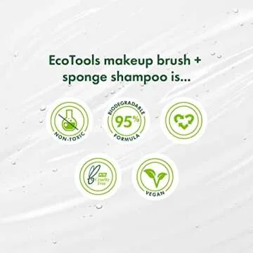 EcoTools Makeup Brush and Blending Sponge Shampoo, Removes Dirt, Makeup & Impurities From Brushes & Sponges, Travel Sized, Perfect For On The Go, Hypoallergenic, 3.4 fl.oz/ 100.6 ml Sachet, 2 Count