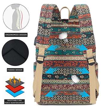 Bohemian Waterproof Laptop Backpack with USB & Headphone Port