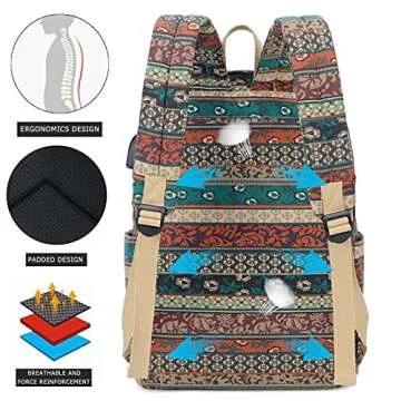 Bohemian Waterproof Laptop Backpack with USB & Headphone Port