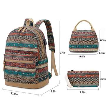 Bohemian Waterproof Laptop Backpack with USB & Headphone Port