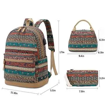 Bohemian Waterproof Laptop Backpack with USB & Headphone Port