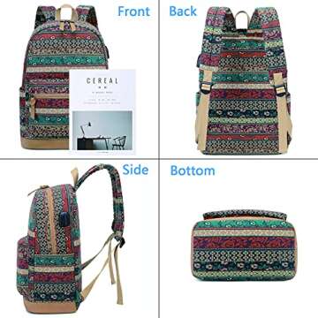 Bohemian Waterproof Laptop Backpack with USB & Headphone Port