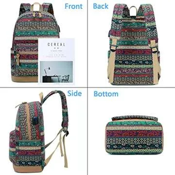 Bohemian Waterproof Laptop Backpack with USB & Headphone Port