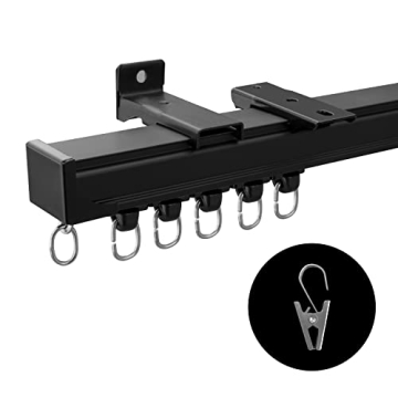 MaKefeile 9ft Heavy-Duty Ceiling Curtain Track with Clips for Curtains
