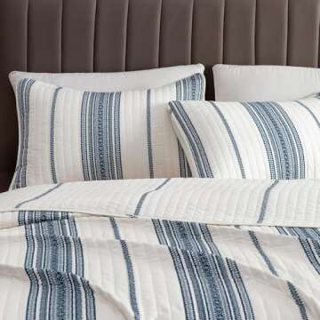 Great Bay Home King Reversible Quilt Bedding Set - All Season, Modern, Lightweight Bedspreads - Whit...