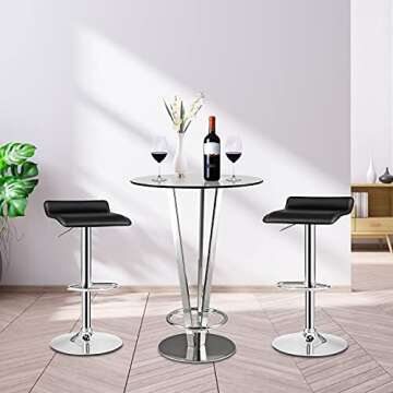 Casart Bar Stools Set of 2, Adjustable Swivel PU Leather Barstools w/Footrest, Chrome Base, Hydrauli...
