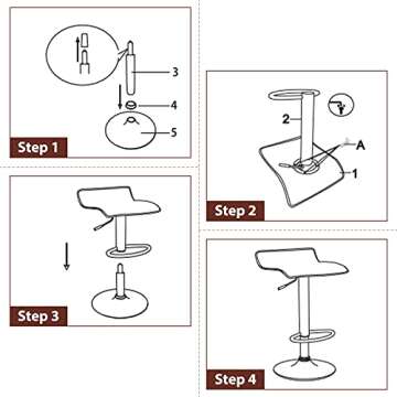 Casart Bar Stools Set of 2, Adjustable Swivel PU Leather Barstools w/Footrest, Chrome Base, Hydraulic Modern Bar Chairs for Dining Room Pub Cafe, Counter Height Bar Stools for Kitchen Island (Black)
