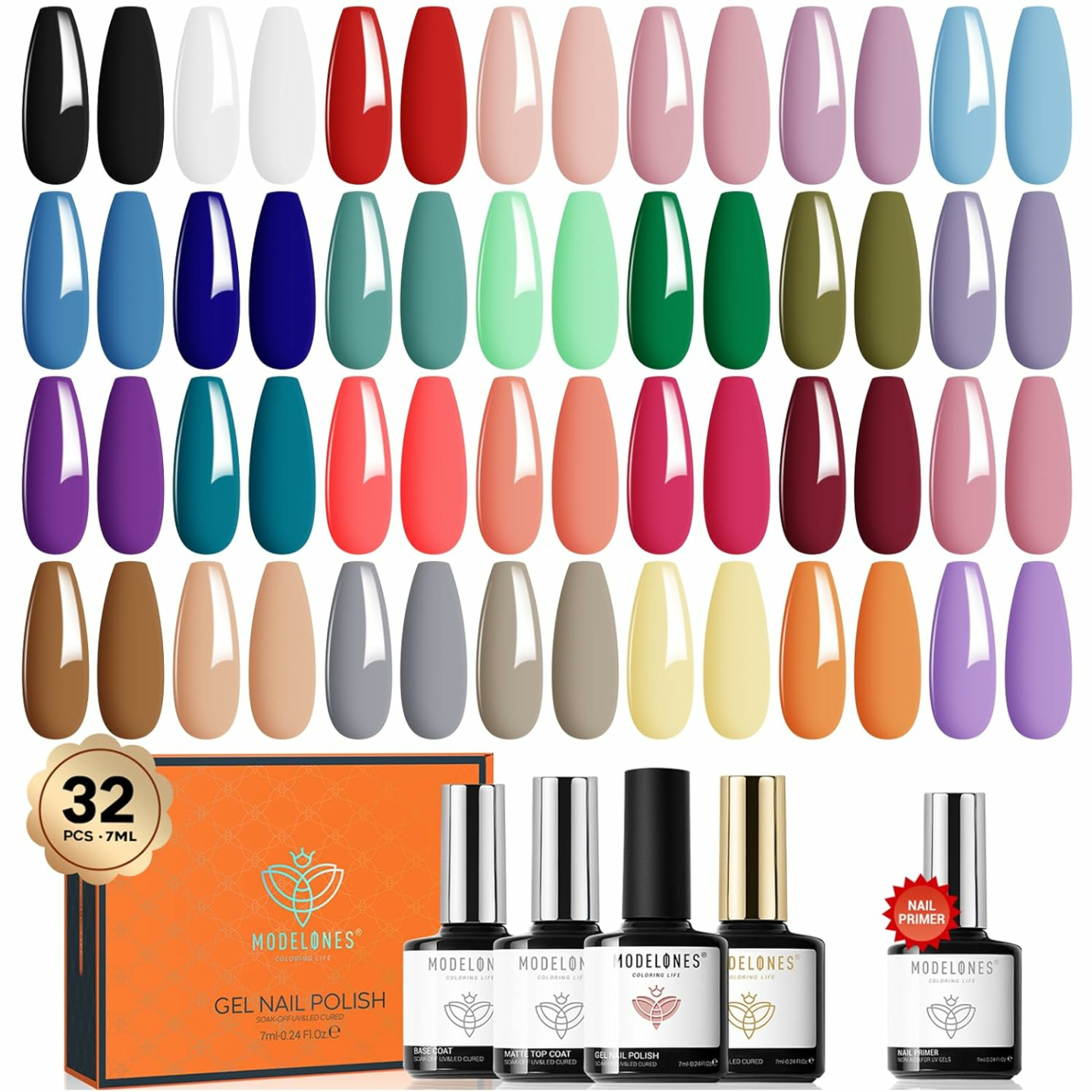 Modelones Gel Nail Polish Set - 32 PCS DIY Manicure Kit