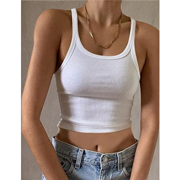 KAMISSY Women's Slim Fit Ribbed Knit Crop Tank Top