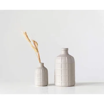 Stylish Creative Co-Op Large Stoneware Windowpane Vase