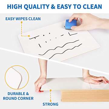 30 Piece Dry Erase Lap Boards Double-Sided for Classroom, 9 x 12 Inches Portable Whiteboard with 60 Pens, 30 Erasers and 30 Pen Holders for Students and Adults