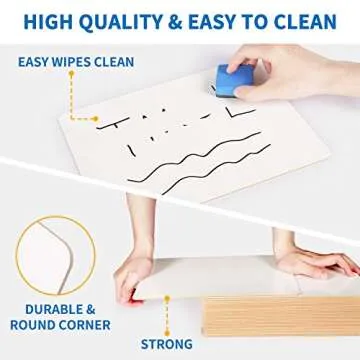 30 Piece Dry Erase Lap Boards Double-Sided for Classroom, 9 x 12 Inches Portable Whiteboard with 60 Pens, 30 Erasers and 30 Pen Holders for Students and Adults