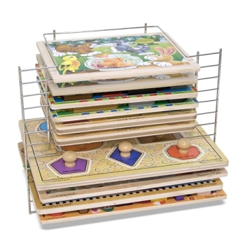 Melissa & Doug Deluxe Metal Wire Puzzle Storage Rack Organizer for Kids
