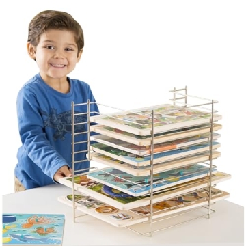 Melissa & Doug Deluxe Metal Wire Puzzle Storage Rack Organizer for Kids