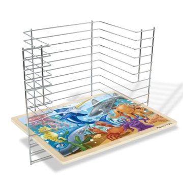 Melissa & Doug Deluxe Metal Wire Puzzle Storage Rack Organizer for Kids