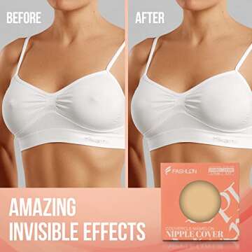 FASHLON Reusable Silicone Nipple Covers - Ultra-Thin, Safe for Sensitive Skin, Seamless & Comfortabl...