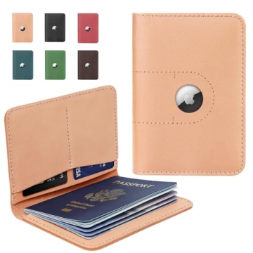 ALLIVE Genuine Leather Passport Holder for Men & Women - Stylish Travel Gifts with AirTag Slot