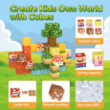 Yumiga Magnetic Blocks, Magnet Cube Toys, Building Magnetic Cube Set, Magnetic Building Blocks for T...
