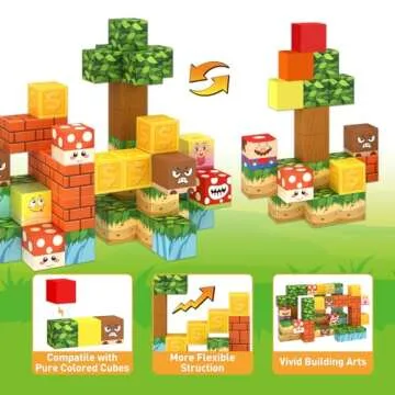 Yumiga Magnetic Blocks, Magnet Cube Toys, Building Magnetic Cube Set, Magnetic Building Blocks for Toddlers, Strong Magnet, STEM Sensory Educational Toy Gift for Kids Boys & Girls Ages 3 4 5 6 7 8