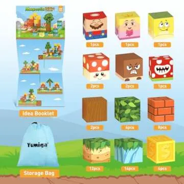 Yumiga Magnetic Blocks, Magnet Cube Toys, Building Magnetic Cube Set, Magnetic Building Blocks for Toddlers, Strong Magnet, STEM Sensory Educational Toy Gift for Kids Boys & Girls Ages 3 4 5 6 7 8
