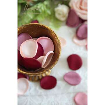 Floroom 300pcs Silk Rose Petals Burgundy Maroon Flower Petals for Wedding Flower Girl Basket Aisle S...