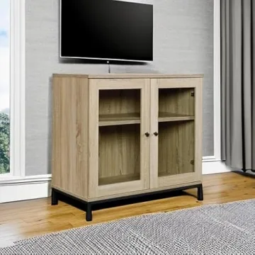 Sauder 420035 North Avenue Display Cabinet, For TVs up to 32", Charter Oak finish